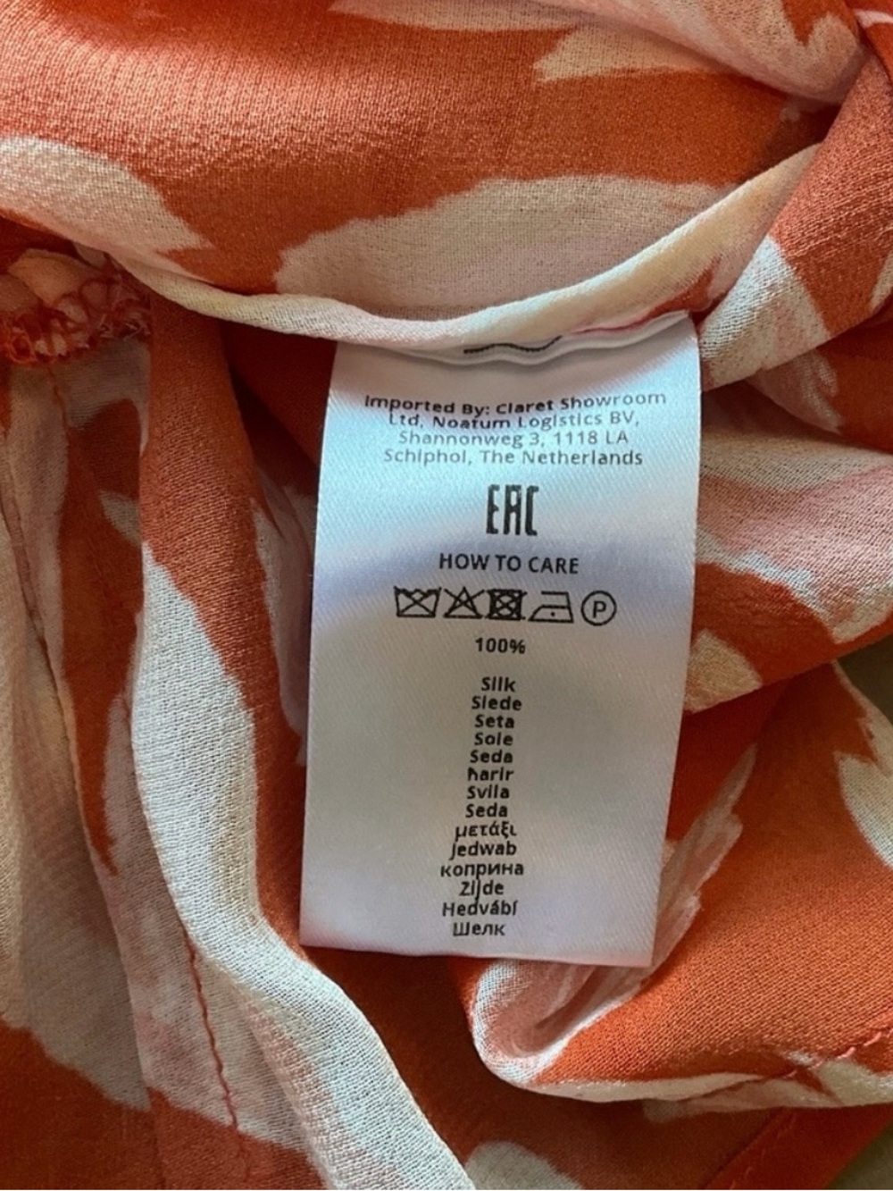 Strapless Orange & White High-Low Maxi Dress with Smocked Top - Picture 5 of 10